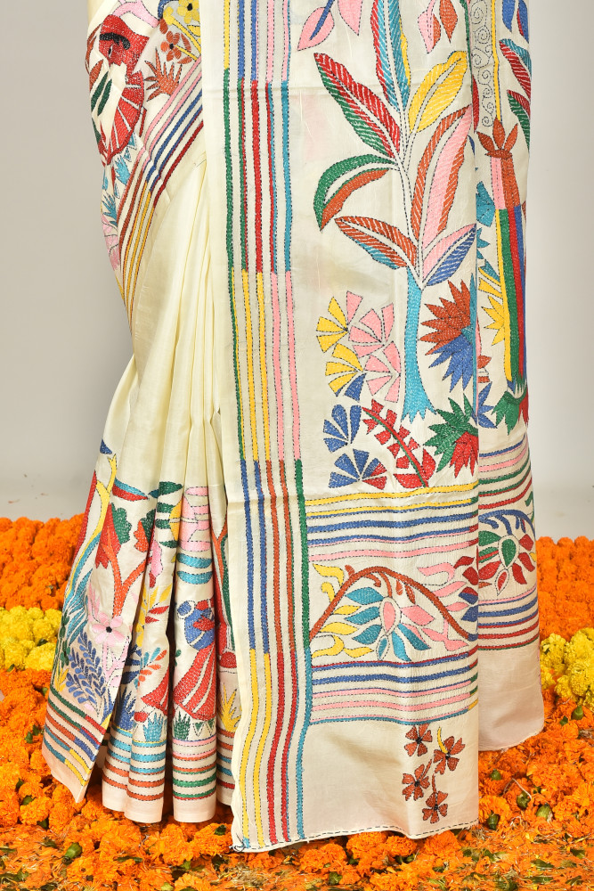 BANGALORE SILK KANTHA SAREE