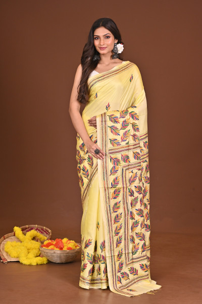 BASANTI BLENDED SILK KANTHA SAREE