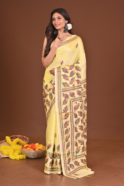 BASANTI BLENDED SILK KANTHA SAREE