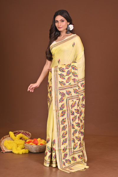 BASANTI BLENDED SILK KANTHA SAREE