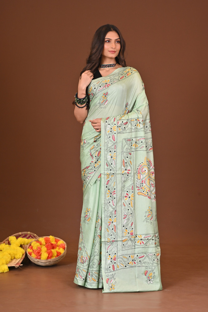 BASANTIKA BLENDED SILK KANTHA SAREE
