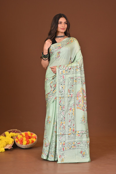 BASANTIKA BLENDED SILK KANTHA SAREE