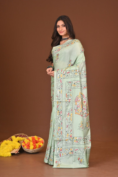 BASANTIKA BLENDED SILK KANTHA SAREE