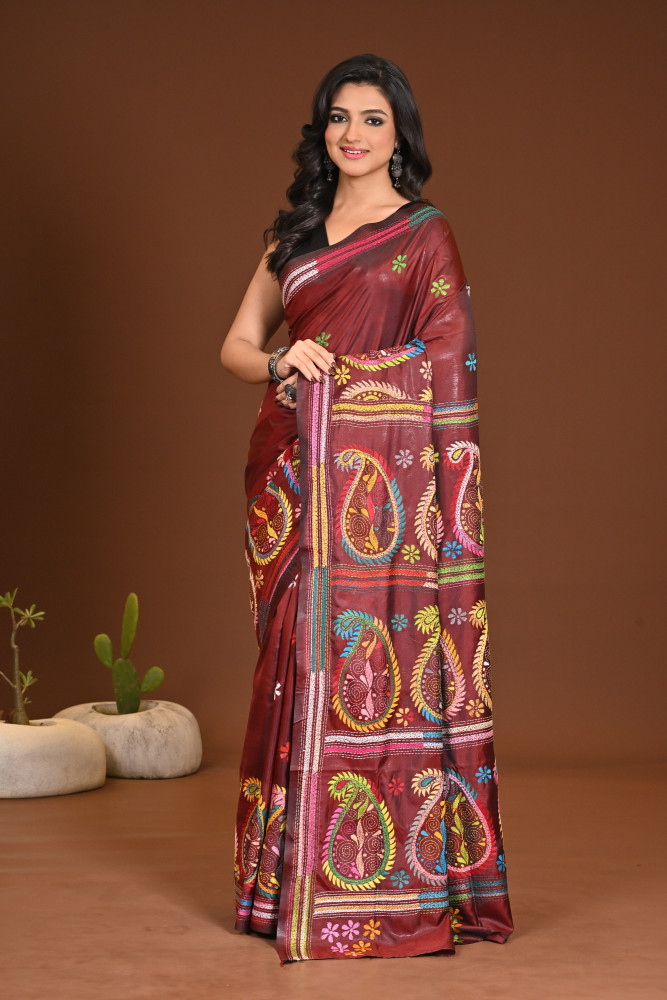 Image of BELENDED SILK KANTHA SAREE