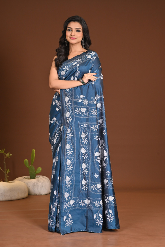 Image of BELENDED SILK KANTHA SAREE