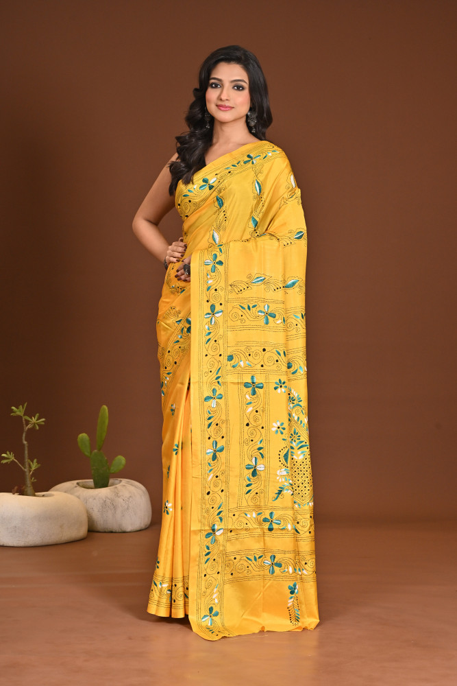 Image of BELENDED SILK KANTHA SAREE