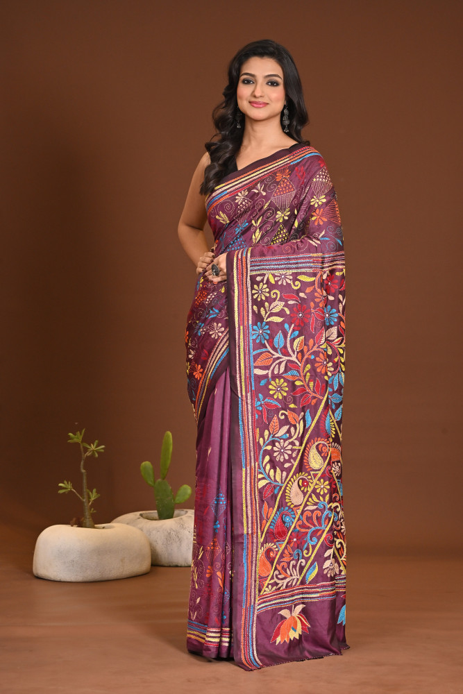 Image of BELENDED SILK KANTHA SAREE