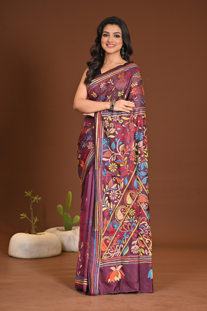 BELENDED SILK KANTHA SAREE