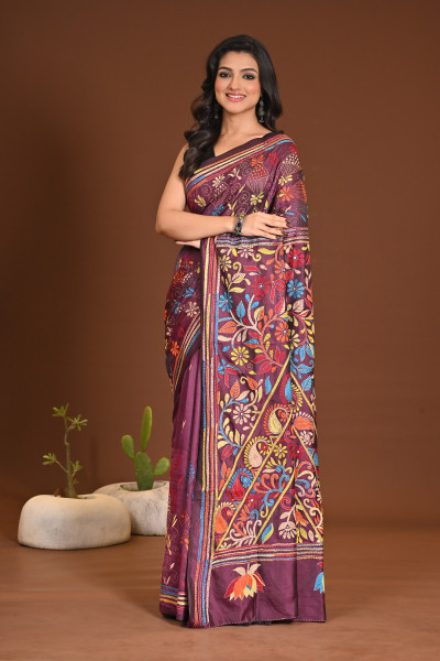 BELENDED SILK KANTHA SAREE