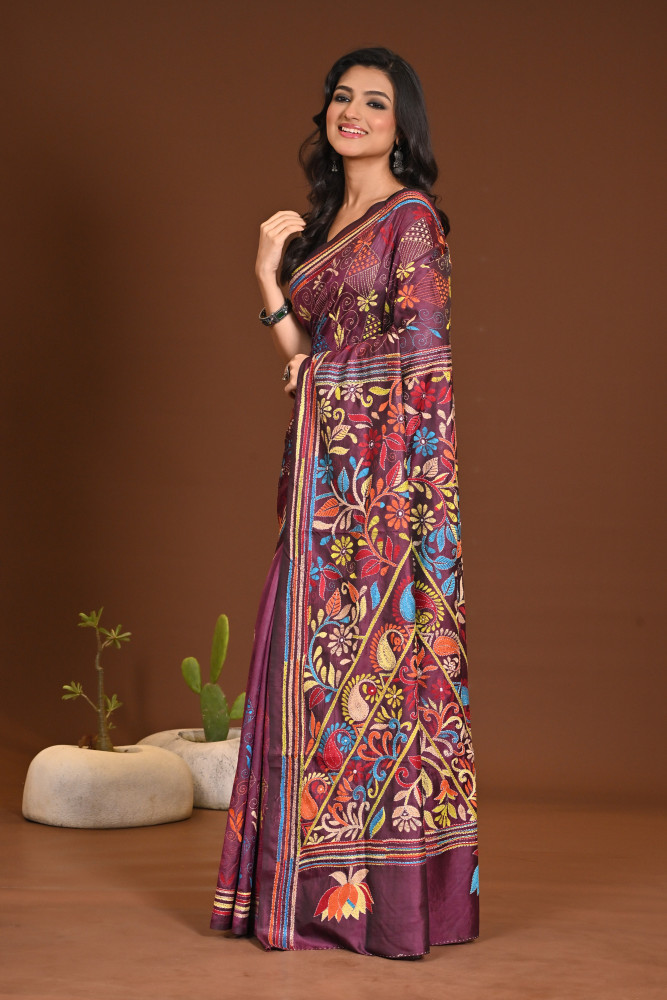 BELENDED SILK KANTHA SAREE