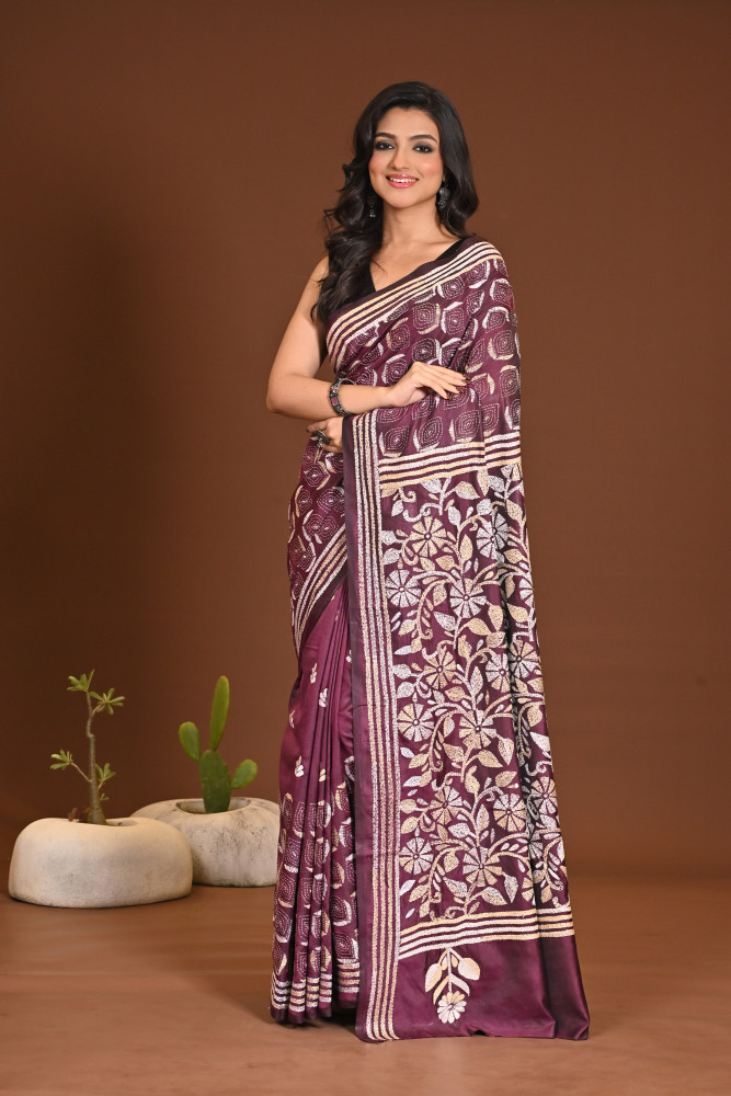 Image of BELENDED SILK KANTHA SAREE