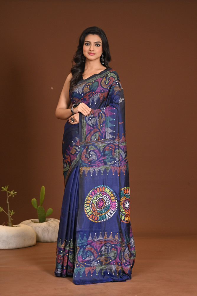 Image of BELENDED SILK KANTHA SAREE