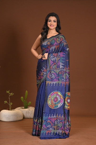 BELENDED SILK KANTHA SAREE