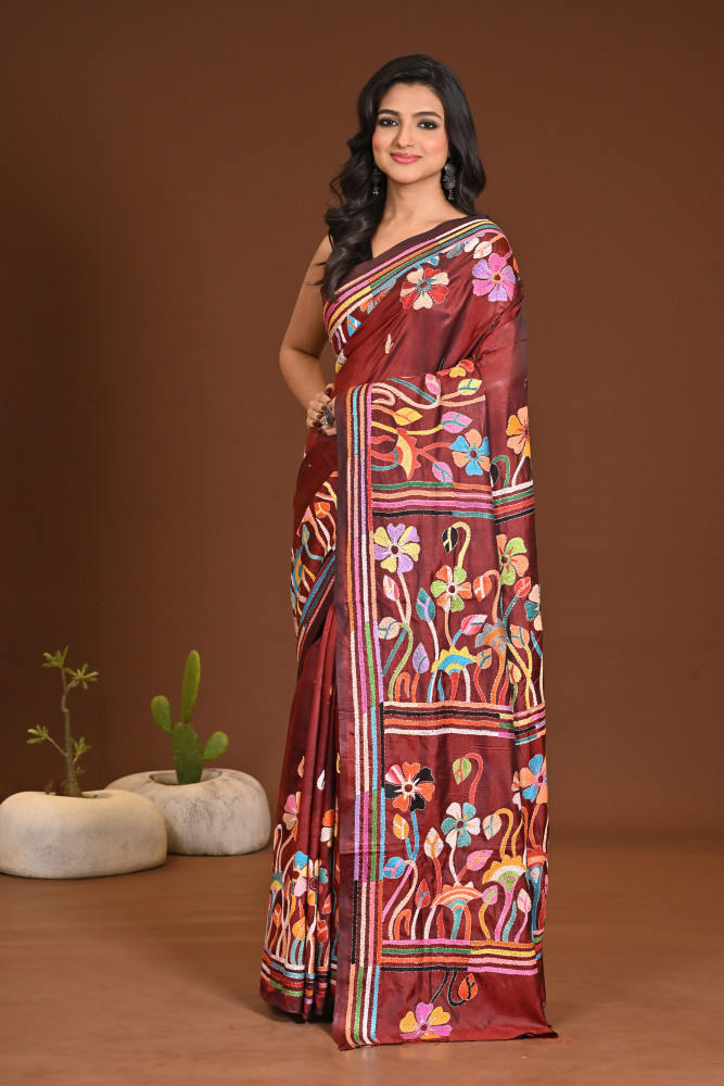 Image of BELENDED SILK KANTHA SAREE