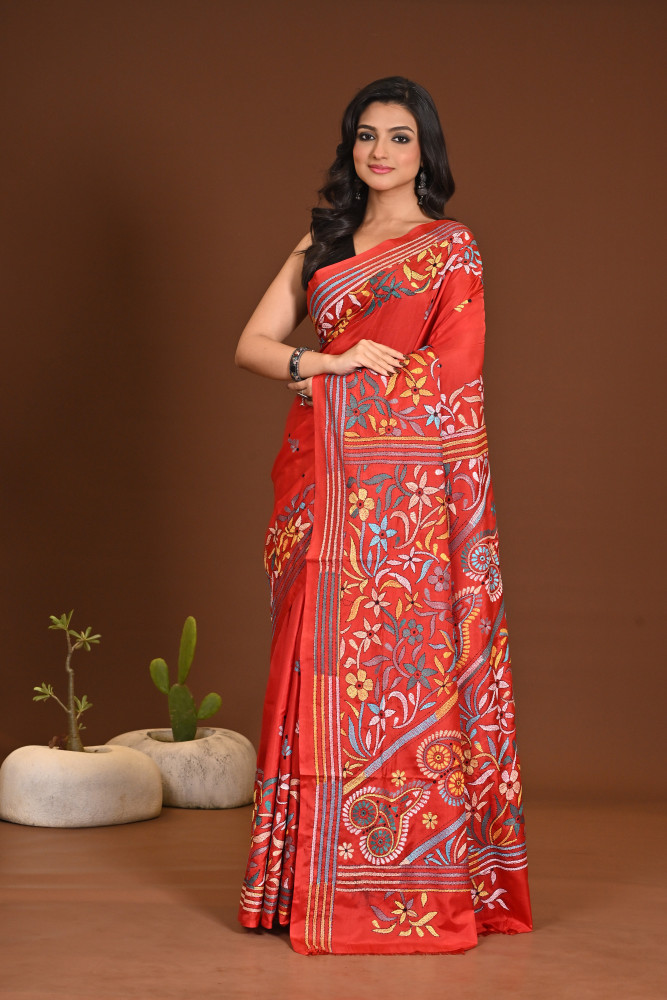 Image of BELENDED SILK KANTHA SAREE