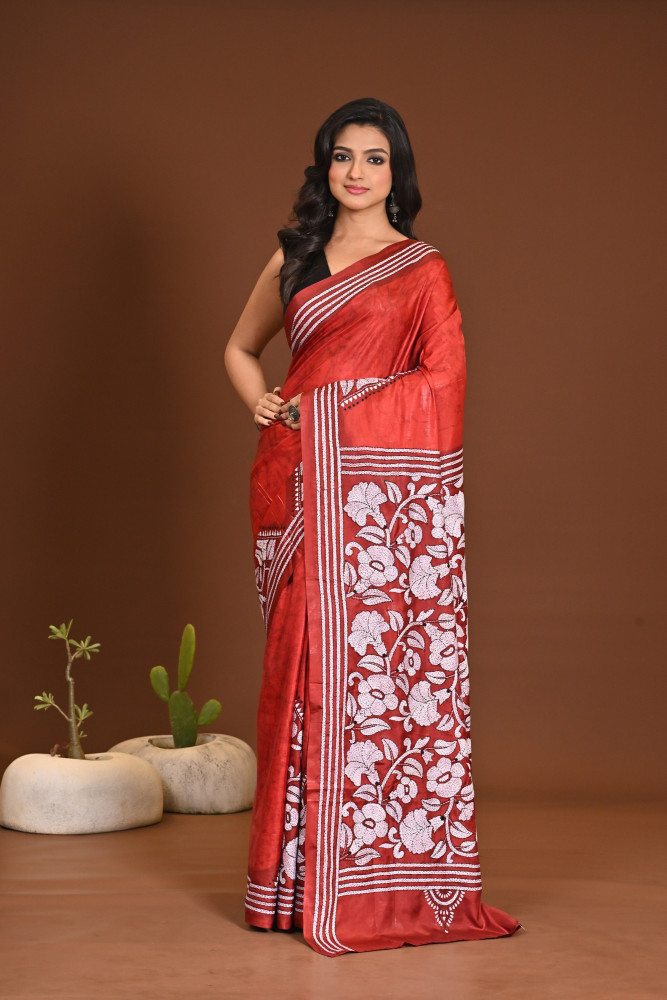Image of BELENDED SILK KANTHA SAREE