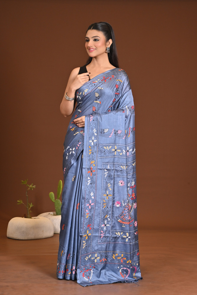 BELENDED SILK KANTHA SAREE