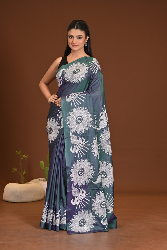 Image of BELENDED SILK KANTHA SAREE