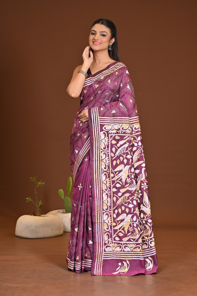 BELENDED SILK KANTHA SAREE