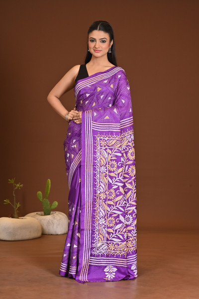 BELENDED SILK KANTHA SAREE