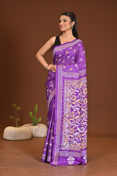 BELENDED SILK KANTHA SAREE
