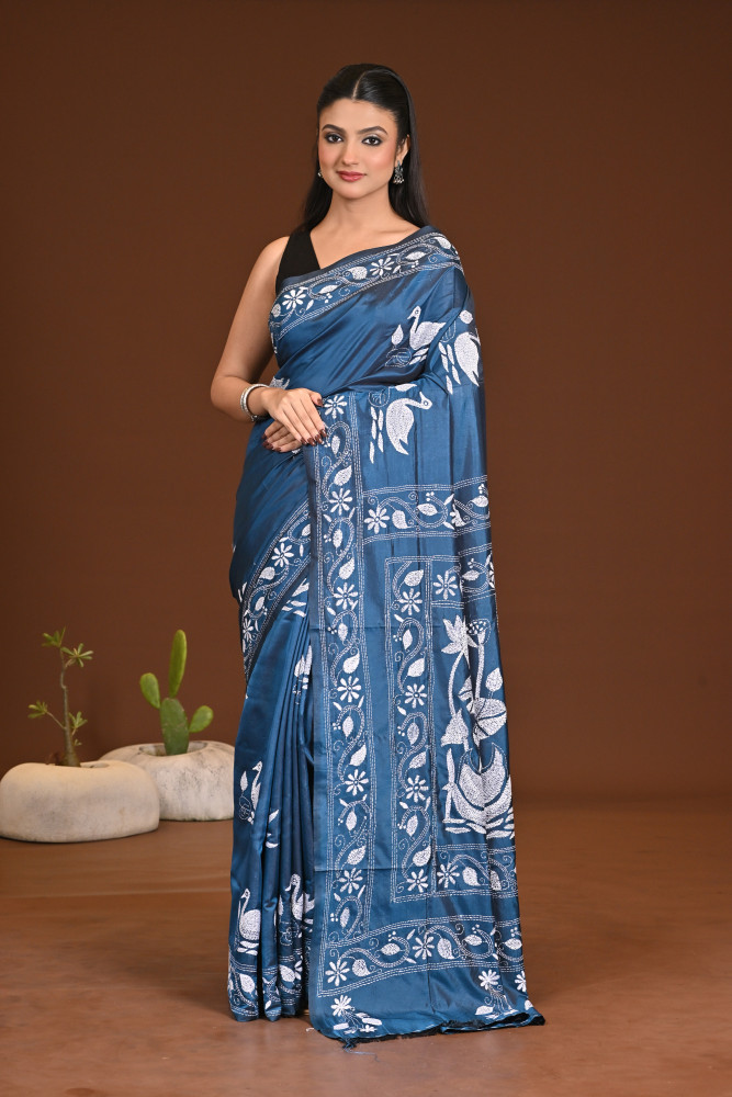 Image of BELENDED SILK KANTHA SAREE