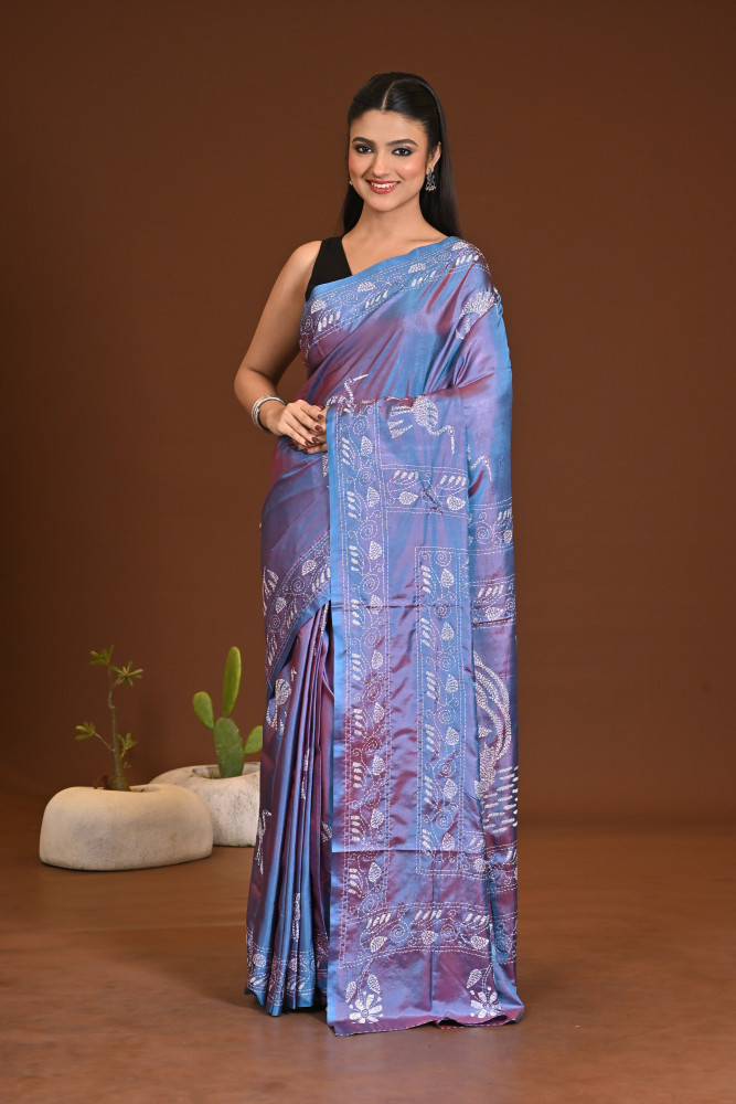 Image of BELENDED SILK KANTHA SAREE