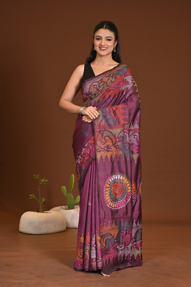 Image of BELENDED SILK KANTHA SAREE