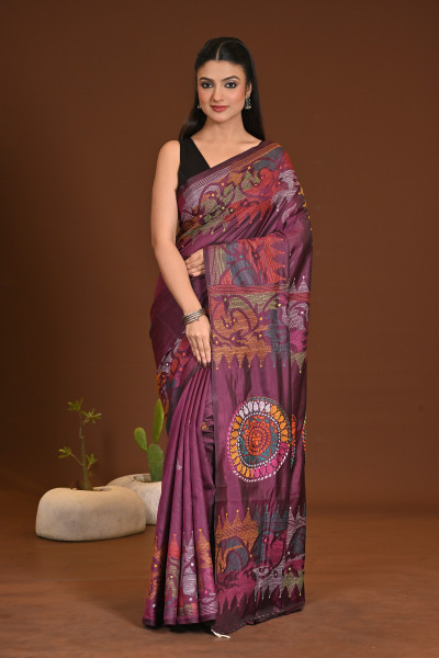 BELENDED SILK KANTHA SAREE