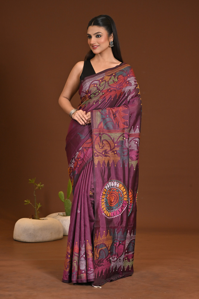 BELENDED SILK KANTHA SAREE