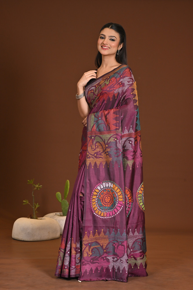 BELENDED SILK KANTHA SAREE