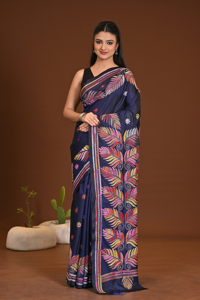 Image of BELENDED SILK KANTHA SAREE