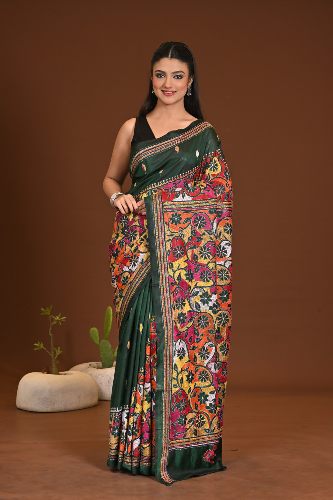 Image of BELENDED SILK KANTHA SAREE