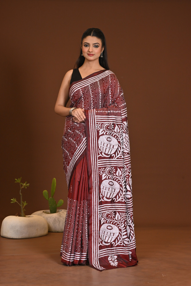 Image of BELENDED SILK KANTHA SAREE