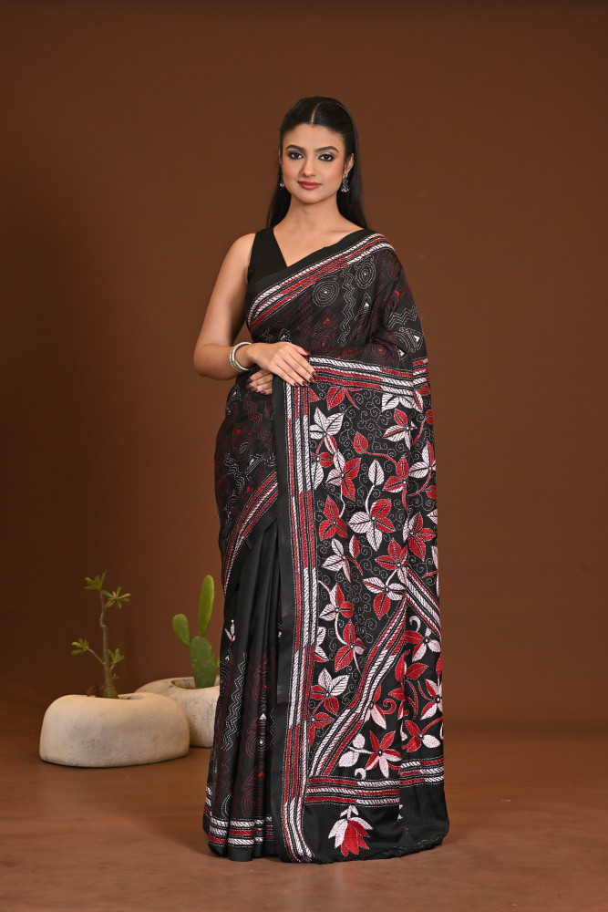 Image of BELENDED SILK KANTHA SAREE