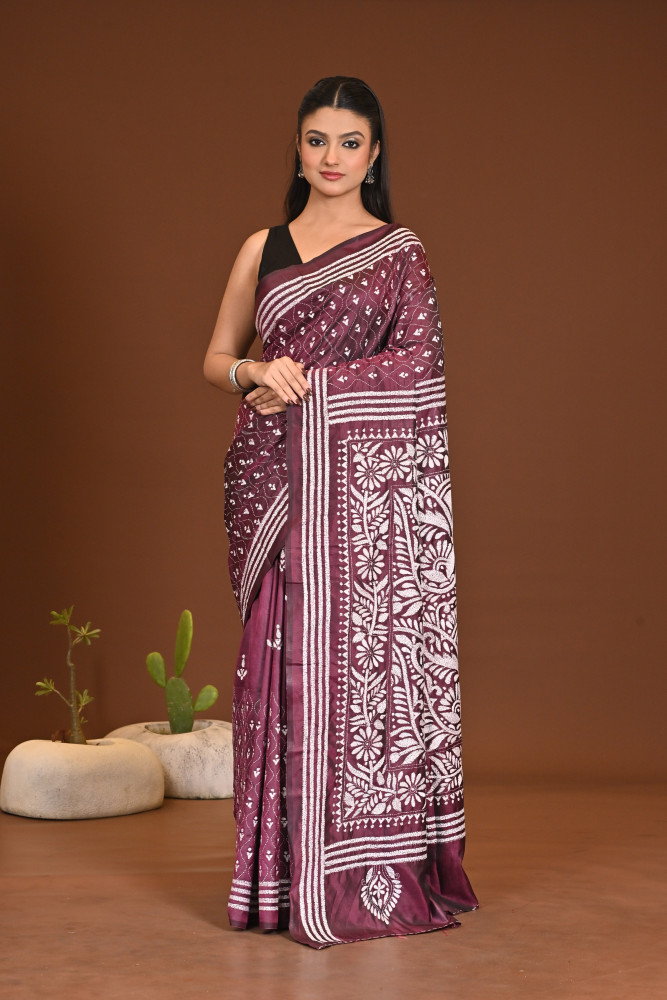 Image of BELENDED SILK KANTHA SAREE