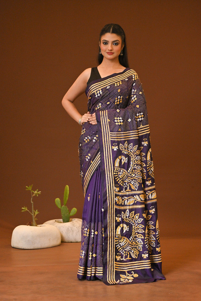 BELENDED SILK KANTHA SAREE
