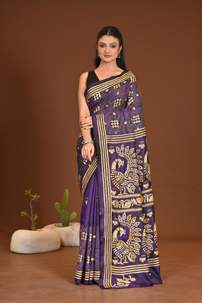 BELENDED SILK KANTHA SAREE