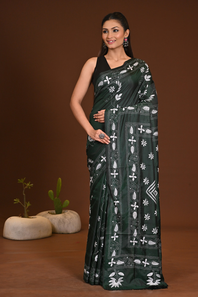 Image of BELENDED SILK KANTHA SAREE