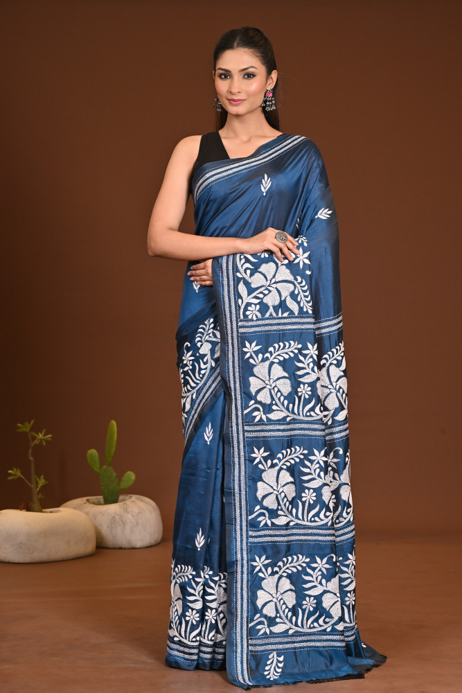 Image of BELENDED SILK KANTHA SAREE