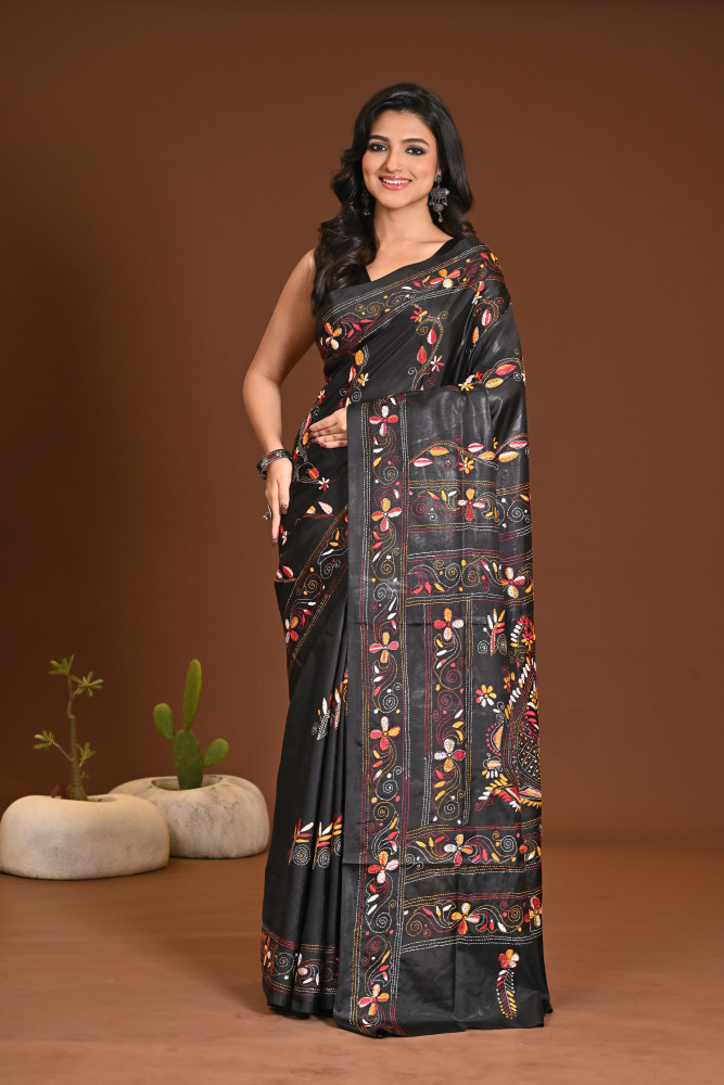 Image of BELENDED SILK KANTHA SAREE