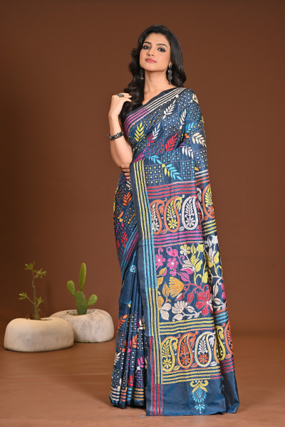 BELENDED SILK KANTHA SAREE