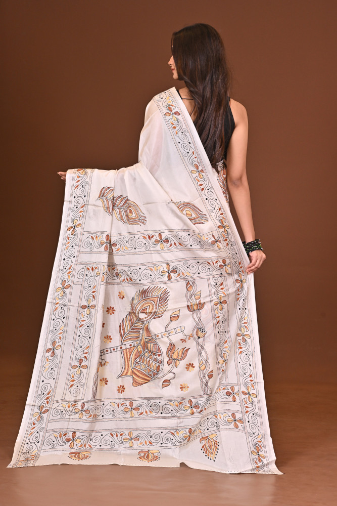 BHORERALO BLENDED SILK KANTHA SAREE