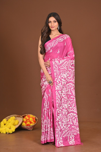 BHORERKOMOL BLENDED SILK KANTHA SAREE