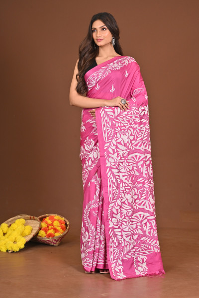 BHORERKOMOL BLENDED SILK KANTHA SAREE