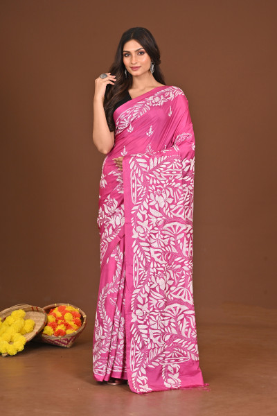 BHORERKOMOL BLENDED SILK KANTHA SAREE