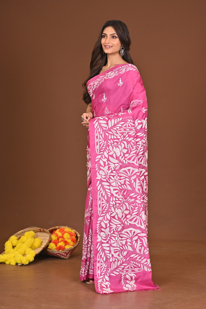 BHORERKOMOL BLENDED SILK KANTHA SAREE