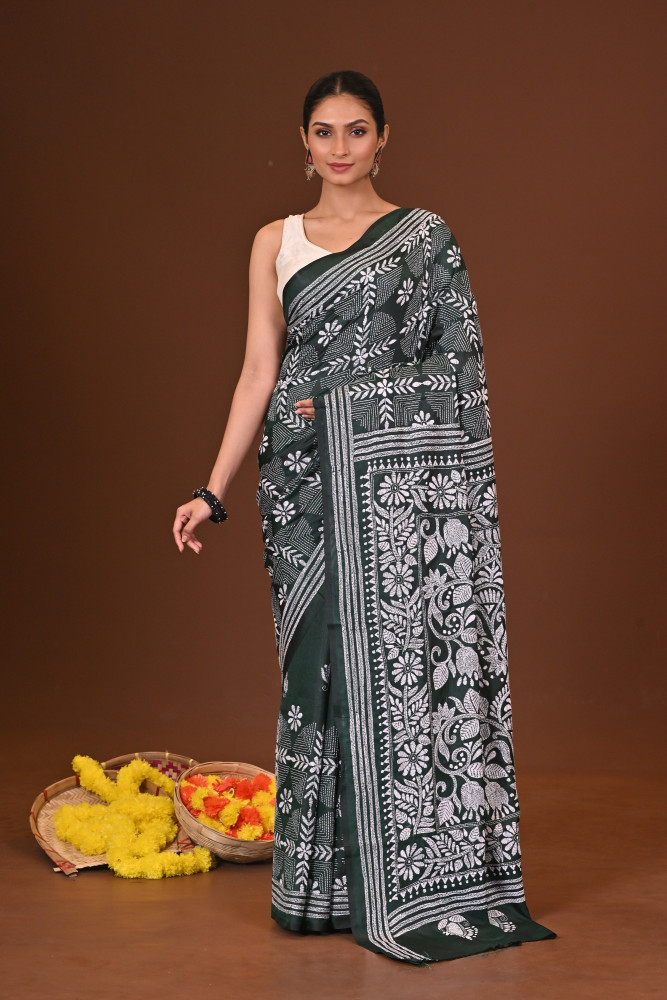 BONOLATA BLENDED SILK KANTHA SAREE
