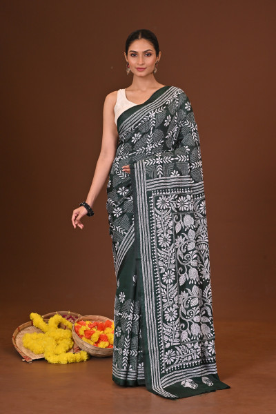 BONOLATA BLENDED SILK KANTHA SAREE