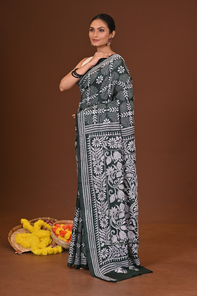 BONOLATA BLENDED SILK KANTHA SAREE